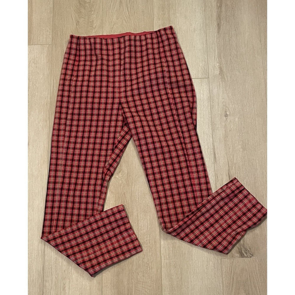 Ann Taylor Factory Red Plaid Career Pants Size 10 Straight Leg